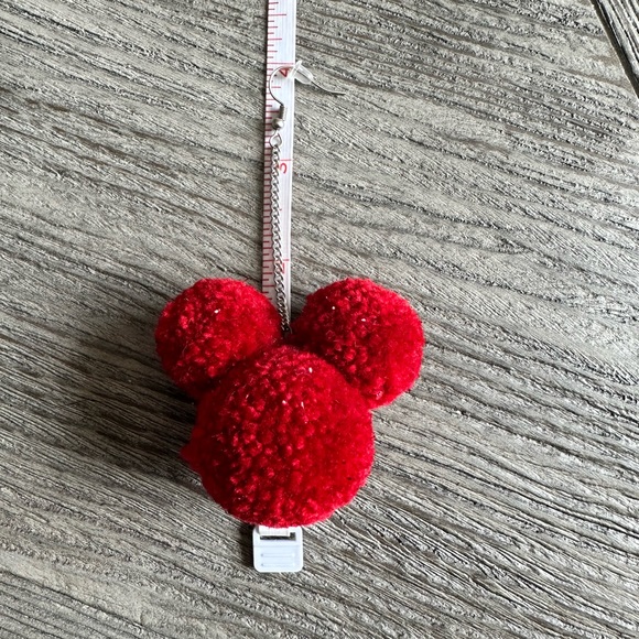 Disney Handmade Red w/ Sparkles Thread Pom Pom Mickey silhouette earrings - Picture 2 of 4